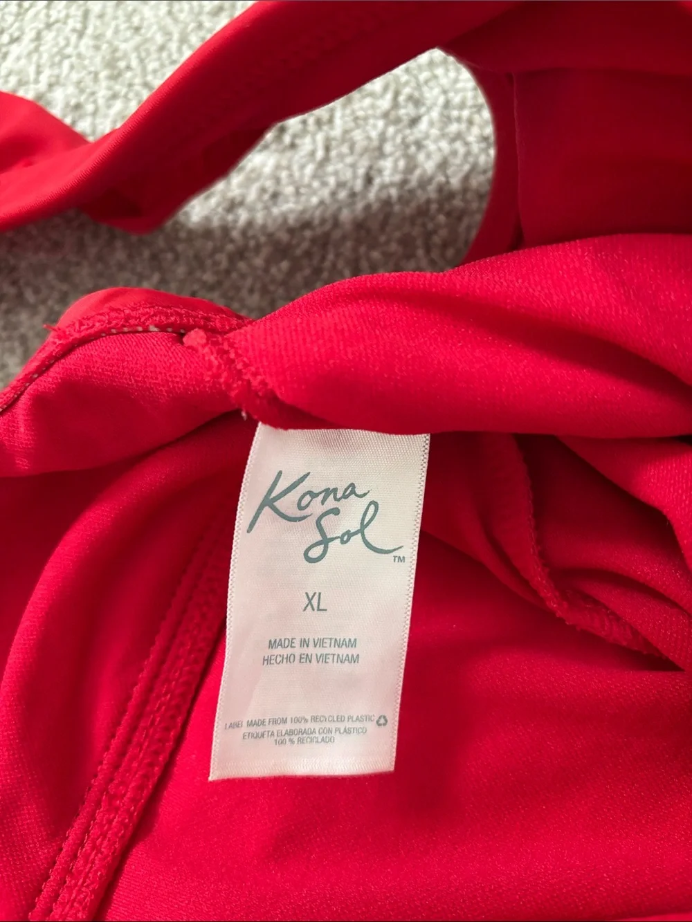 Deep V Red One-Piece Swimsuit with Ruffle Straps - Picture 4 of 5